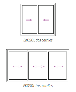 Ventanas y puertas deslizantes de PVC, de dos y tres carriles